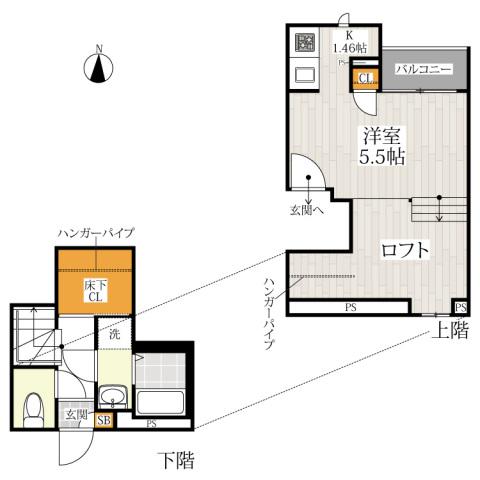 CB南熊本トルテ(1K/1階)の間取り写真