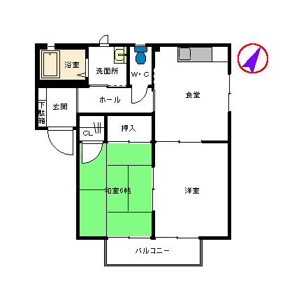フォーレス華  B棟(2DK/1階)の間取り写真