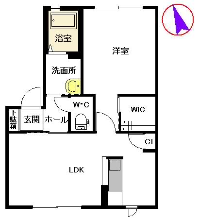 サウザンドタウン  C棟(1LDK/1階)の間取り写真