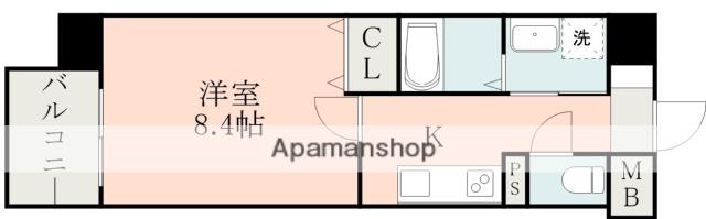 COLAS MIFUNE ウエスト(1K/2階)の間取り写真