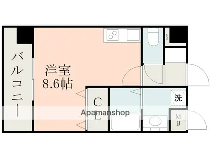 コンフォートU(ワンルーム/1階)の間取り写真