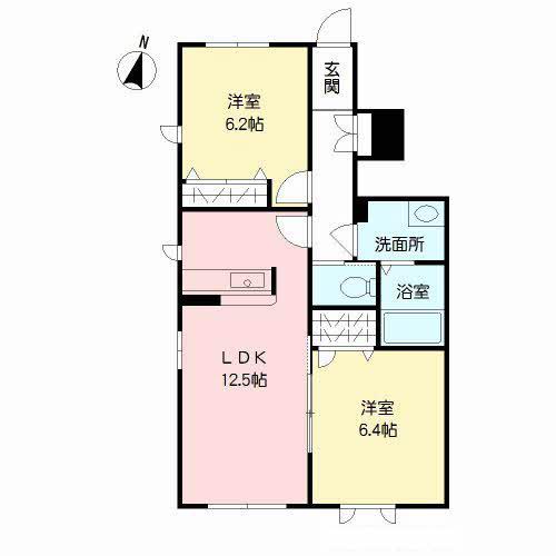 ピエソンプランⅠ(2LDK/1階)の間取り写真