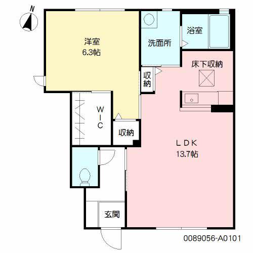 サンビレッジ松原 (1LDK/1階)の間取り写真