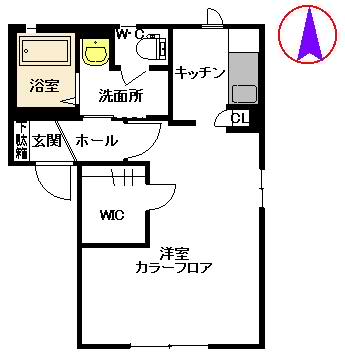 ラビアンローズⅢ B棟(1K/1階)の間取り写真