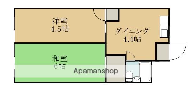 金田アパート(2DK/2階)の間取り写真