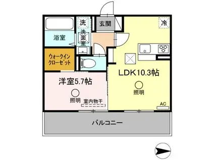 コスモス田迎(1LDK/1階)の間取り写真