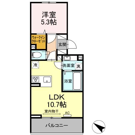 ルピナス(1LDK/3階)の間取り写真