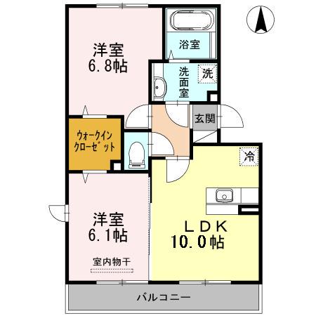 メゾンベルシアⅡ棟(2LDK/2階)の間取り写真