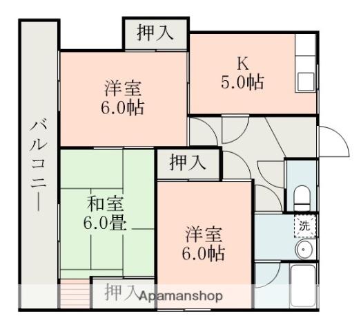 古賀ハイツ(3K/2階)の間取り写真