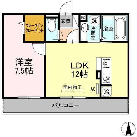 エクレール上代(1LDK/2階)の間取り写真