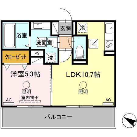 ガーデンルピナス(1LDK/1階)の間取り写真