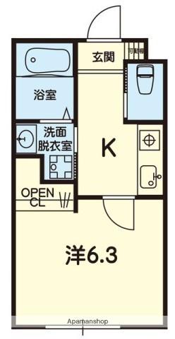 ソルーナ熊本駅東(1K/2階)の間取り写真