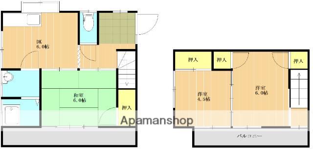 豊肥本線 南熊本駅 徒歩17分 2階建 築45年(3DK)の間取り写真