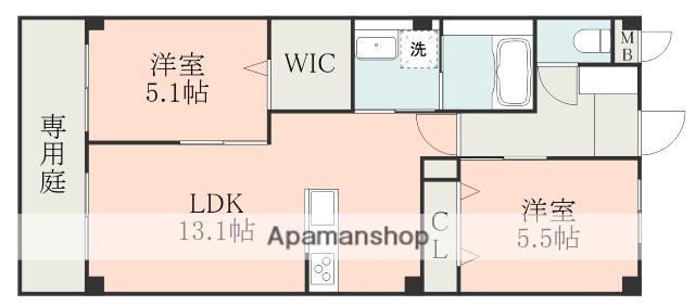 ハイムセラ琴平(2LDK/1階)の間取り写真