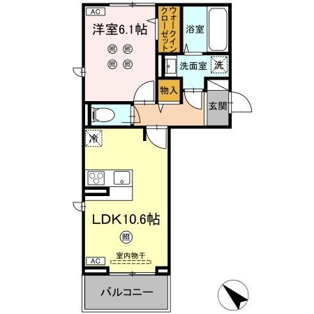 TSコート広崎(1LDK/2階)の間取り写真