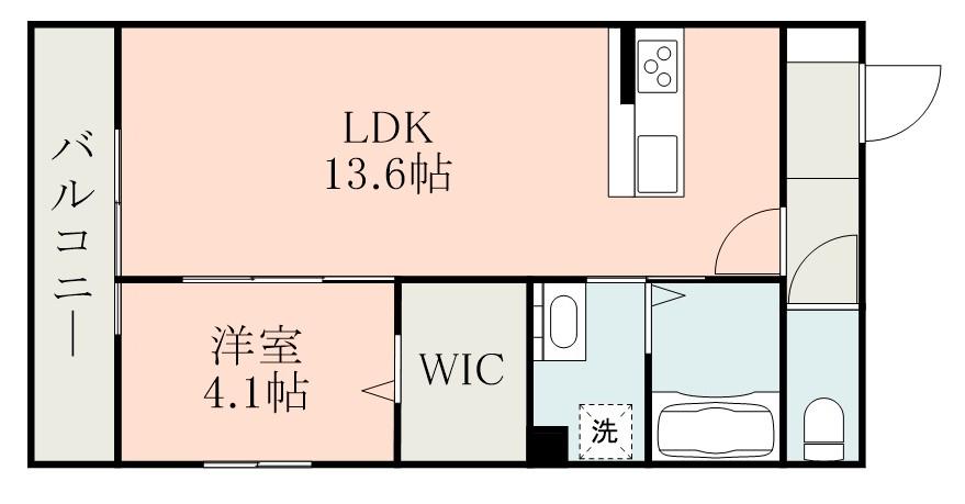 エテルノ西熊本(1LDK/2階)の間取り写真