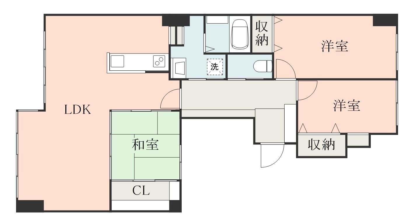 サーパスシティ熊本Ⅱ(3LDK/8階)の間取り写真