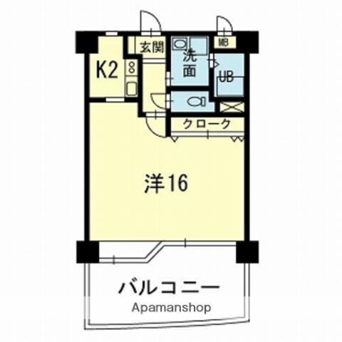 サウスビュー(1K/2階)の間取り写真