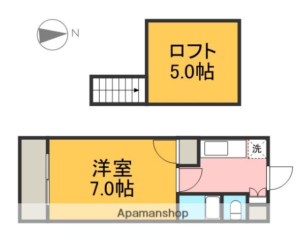 アップルハウス江越(1K/2階)の間取り写真