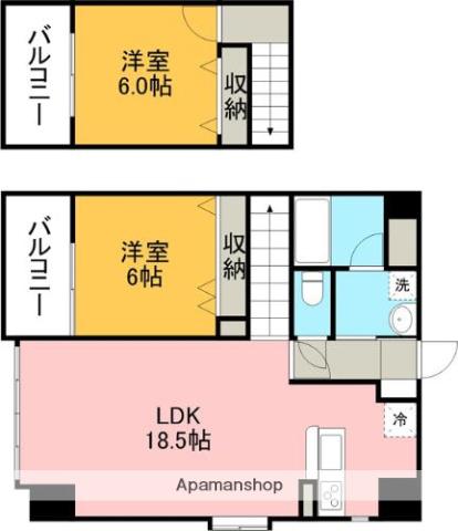 サムティ熊本駅南(2LDK/4階)の間取り写真