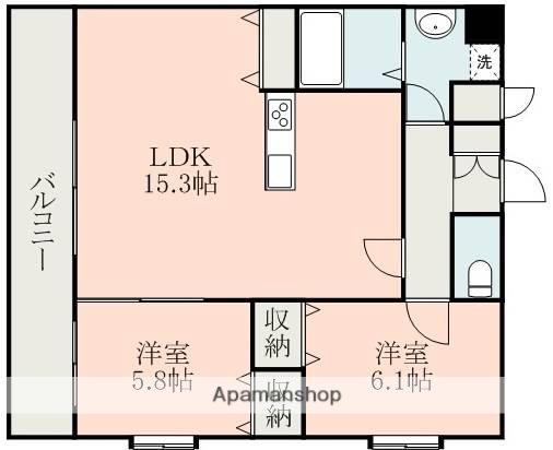 さくらIN菊陽(2LDK/3階)の間取り写真