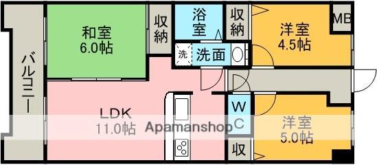 クローバーマンション坪井中央公園(3LDK/8階)の間取り写真