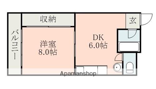 麻生嶋コーポ(1DK/3階)の間取り写真