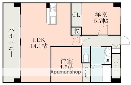 エルフィナ八王寺D棟(2LDK/4階)の間取り写真