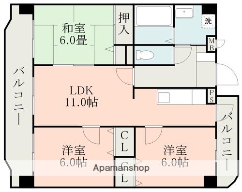 ルアールハイツ(3LDK/1階)の間取り写真