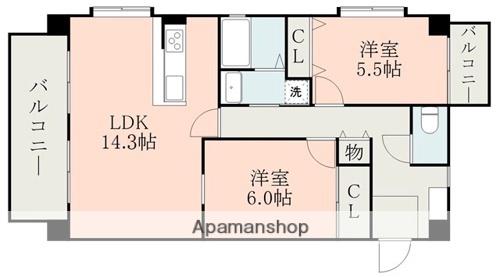 サンレスト大津(2LDK/3階)の間取り写真