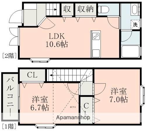 ヨーロピアンシャレー光の森北 F棟(2LDK/1階)の間取り写真