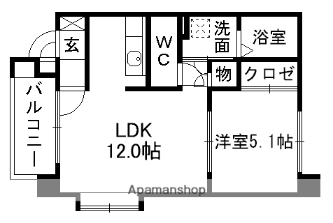 ステージア12C棟(1LDK/2階)の間取り写真