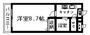 ソレイユ・ヒロ・上水前寺(1K/2階)の間取り写真