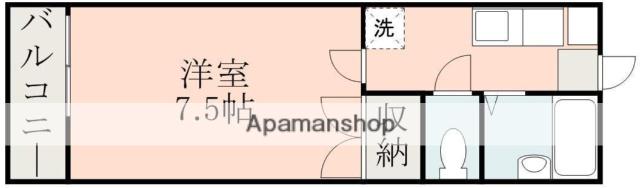 シャンテ黒髪(1K/2階)の間取り写真