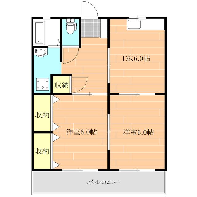 DO城南A棟 (2DK/2階)の間取り写真