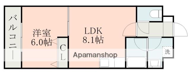 PLACE水前寺(1LDK/4階)の間取り写真
