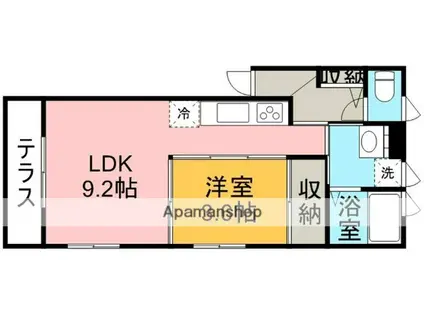 アパートメント・グラファイト(1LDK/1階)の間取り写真