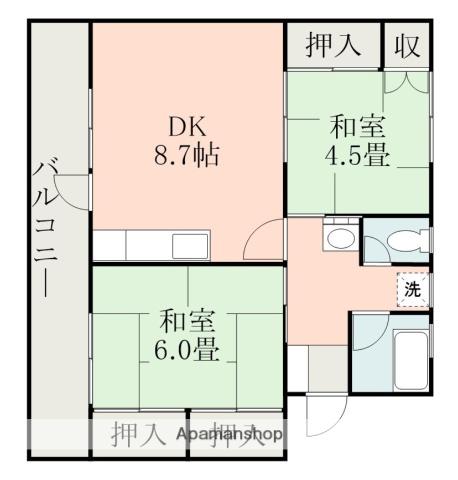 東都マンション(2DK/1階)の間取り写真