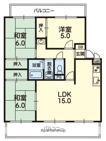 サンパールハイム(3LDK/4階)の間取り写真