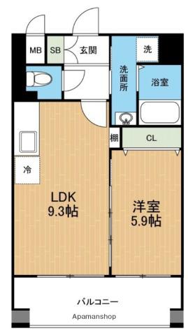 スプランドゥール新屋敷(1LDK/3階)の間取り写真