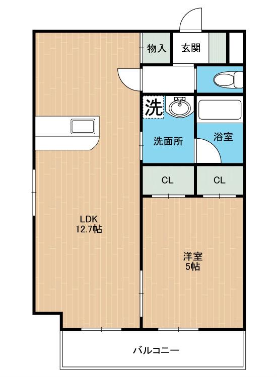 ラームル菊陽(1LDK/7階)の間取り写真