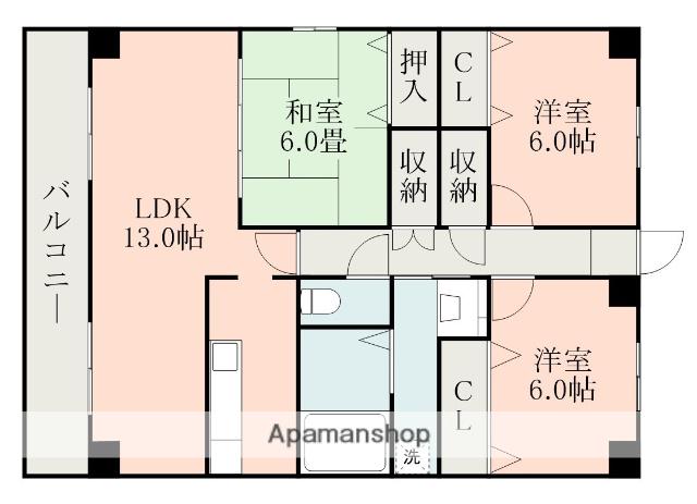 エトワールマンション菊陽(3LDK/5階)の間取り写真