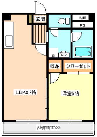 K・Tビル(1LDK/3階)の間取り写真