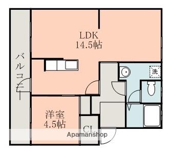 山王団地A棟(1LDK/4階)の間取り写真