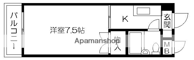 シティハウスK(1K/7階)の間取り写真