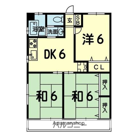レジデンスアリヤス(3DK/1階)の間取り写真