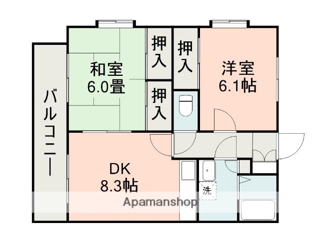 エクメーネ大手島(2DK/1階)の間取り写真