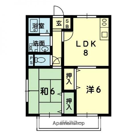 シティハウスK(2LDK/1階)の間取り写真