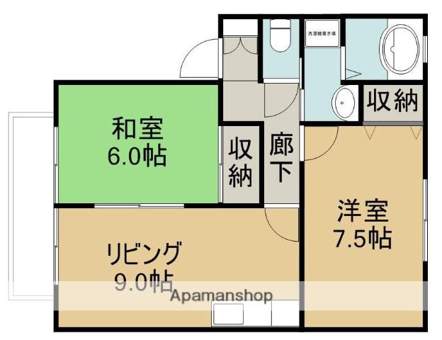 サンビレッジ沼山津C棟(2LDK/2階)の間取り写真