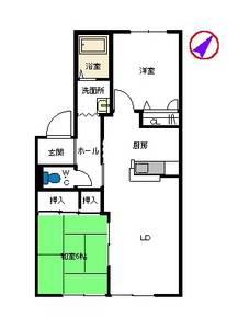 モンパルク上南部(2LDK/1階)の間取り写真